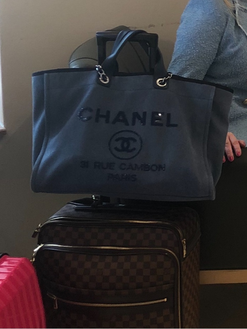 Chanel Blue Sequins canvas tote  Deauville large size - Picture 10 of 17